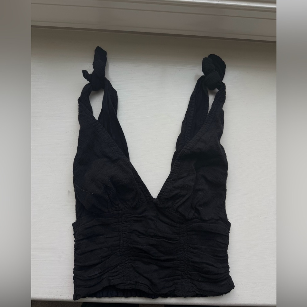 Free People black tank with tie straps sz XS